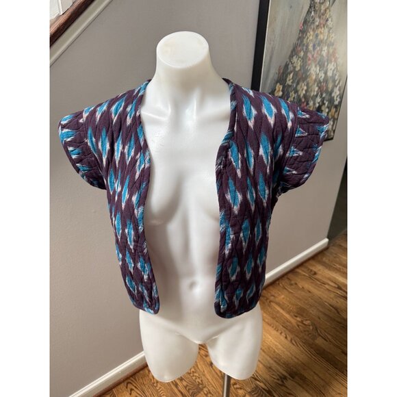 Desert Queen Keziah Cap Sleeve Doublet Vest Purple Ikat Print Size 34 XS - Picture 4 of 7